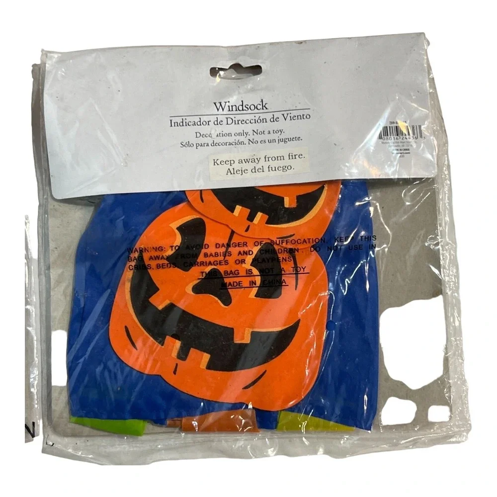 Vintage Jeanmarie Halloween Door Decoration 6' x2.5' Witch + 2 Wind Socks 1995